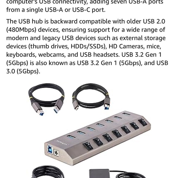 7 USB 3.2 Gen 1 (5Gbps)Hub with on/off port switches - Picture 5 of 5